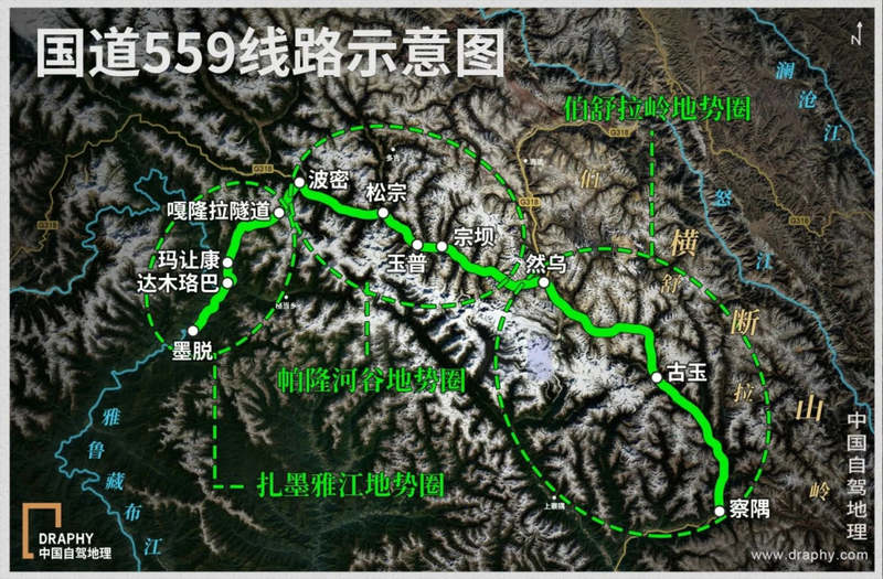 例如察隅到墨脱的g559对了,在路上你还会看到一类以"5"开头的国道,不