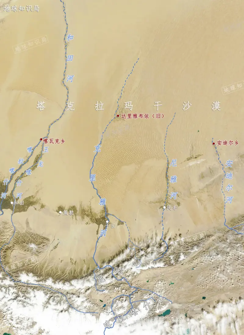 乡-喀拉喀什河达里雅布依乡-克里雅河安迪尔乡-安迪尔河与之类似,深入