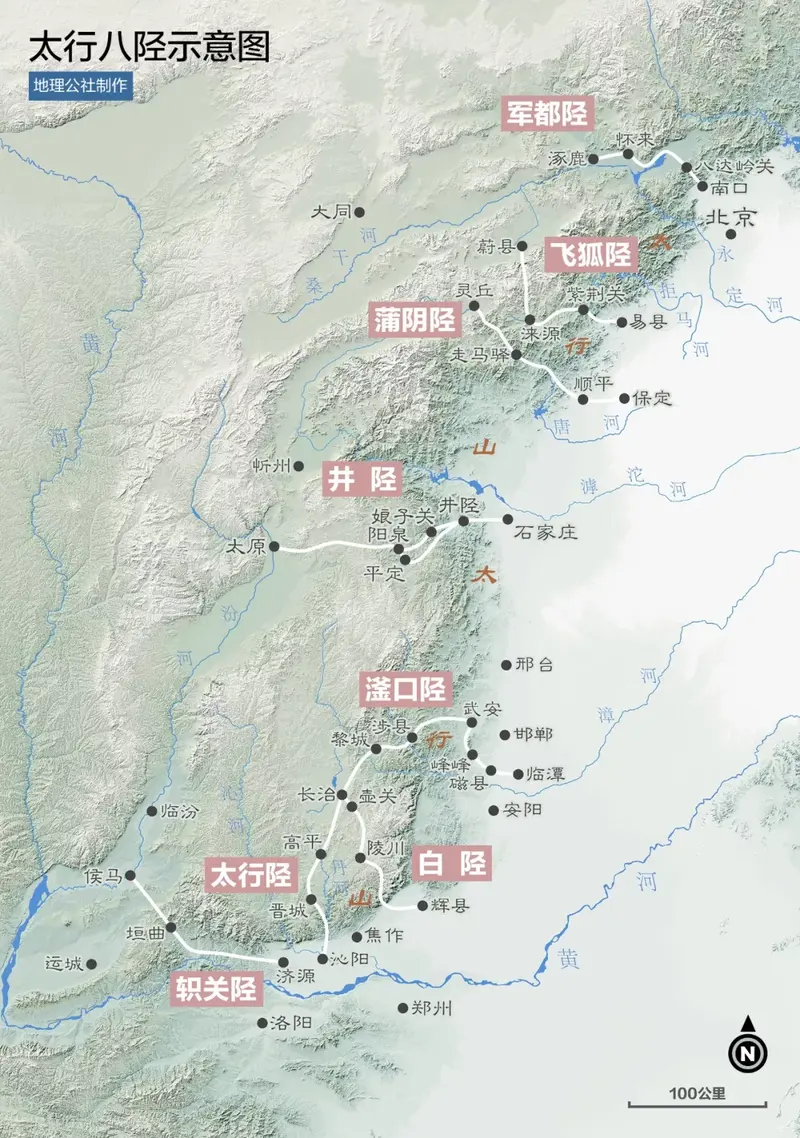 >中国自驾地理>2024-08-031049>▼太行八陉示意图陉道有很多,最著名的